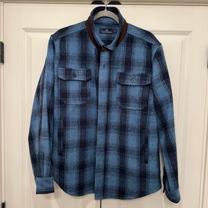 Blue plaid shirt jacket